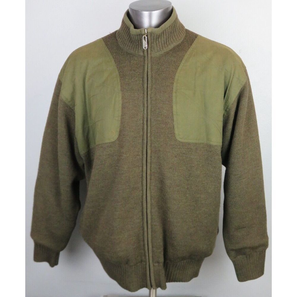 Mens Orvis Full Zip Brown Jacket Long Sleeve‎ Size XL Wool Fully Lined Grandpa